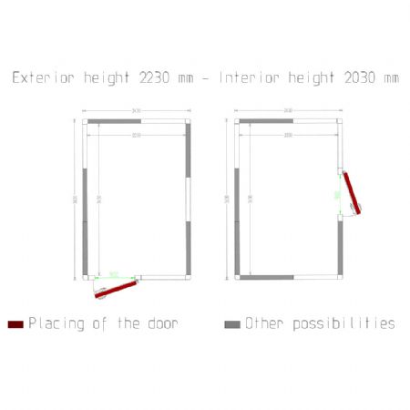 Chambre ISO 100 Dimensions internes 2230 x 3430 xh 2230 mm - volume 17,06 m