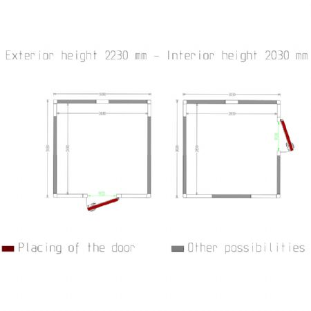 Chambre ISO 100 Dimensions internes 2830 x 2830 xh 2230 mm - volume 17,86 m