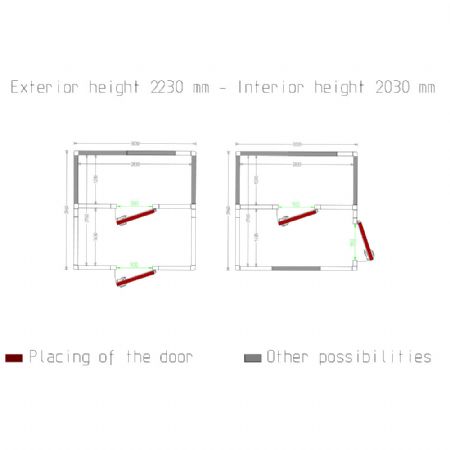 Chambre combi ISO 100 Dimensions internes 2830 x 2830 x 1230 xh 2230 mm - volume 9,02 + 7,76 m