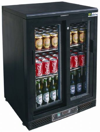 Arrire de bar noir 2 portes coulissantes vitre +2 / +10C - 151L