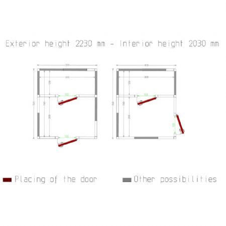 Chambre Froide sans groupe combi ISO 100, dimensions internes 2830x2030 & 2830x1230xh2230 mm (12,81 + 7,76 m³), isolation 100 mm - Diamond - C2210/XBF-COMBI