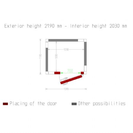 Chambre Froide sans groupe ISO 80, dim. int. 1230 x 1030 xh 2030 mm (2,57 m³) - Diamond Promo - C26B/BF