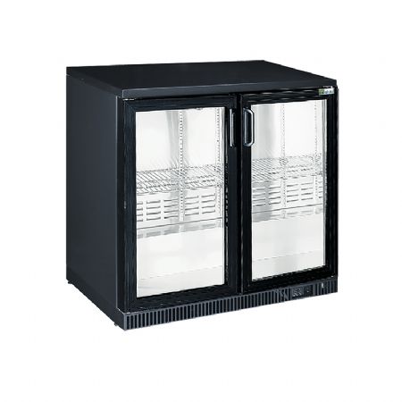 Arrire de bar noir 2 portes battantes vitres +2 / +8C - 227L