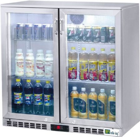 Arrire de bar blanc 2 portes battantes vitres 0 / +8C - 208L