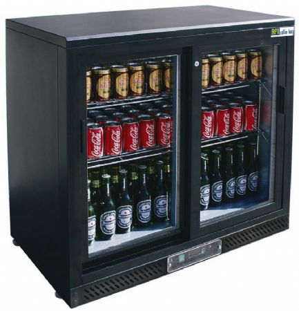 Arrire de bar noir 2 portes coulissantes vitre +2 / +10C - 382L