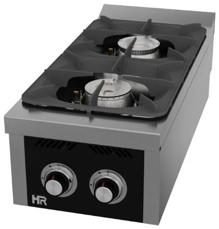 Fourneau de table professionnel à gaz avec 2 brûleurs 10,5 + 8,5 kW - 400x930x322 mm