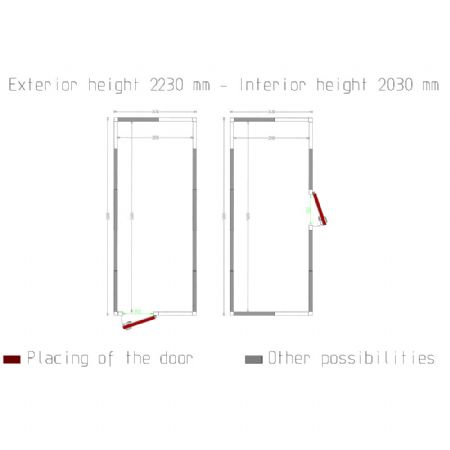 Chambre ISO 100 Dimensions internes 2230 x 5630 xh 2230 mm - volume 28 m