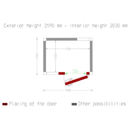 Chambre Froide sans groupe ISO 80, dimensions internes 1430x1030x2030 mm, volume 2,99 m³ - Diamond Promo - C31B/BF