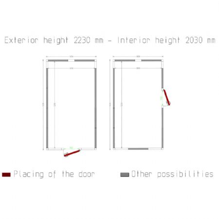 Chambre ISO 100 Dimensions internes 2830 x 5230 xh 2230 mm - volume 33,01 m