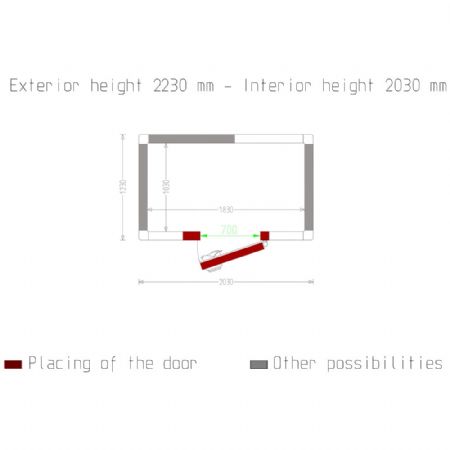 Chambre Froide sans groupe ISO 100, dim. int. 1830 x 1030 xh 2030 mm (3,83 m³) - Diamond - C37B/10BF