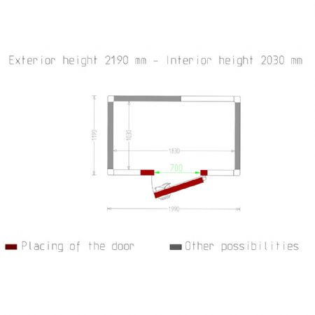 Chambre Froide sans groupe ISO 80, dim. int. 1830x1030x2030 mm (3,83 m³), isolation 80 mm - Diamond Promo - C37B/BF