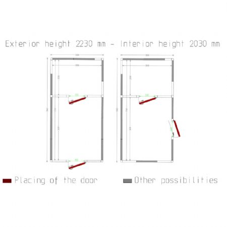 Chambre Froide sans groupe combi ISO 100, dimensions internes 2830x3630 & 2830x2030xh2230 mm (22,91 + 12,81 m³), isolation 100 mm - Diamond - C3810/XBF-COMBI