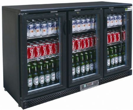 Arrire de bar noir 3 portes battantes vitre +2 / +10C - 382L