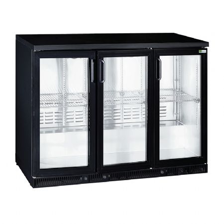 Arrire de bar noir 3 portes battantes vitres +2 / +8C - 341L