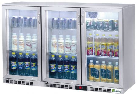 Arrire de bar blanc 3 portes battantes vitres 0 / +8C - 320L