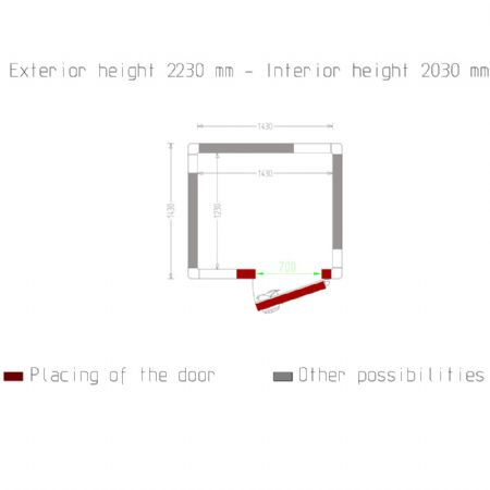 Chambre ISO 100 Dimensions internes 1430 x 1230 xh 2030 mm - volume 3,57 m