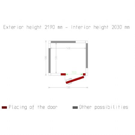 Chambre Froide sans groupe ISO 80, isolation polyuréthane 80 mm, dimensions 1590x1390x2190 mm - Diamond Promo - C40B/BF