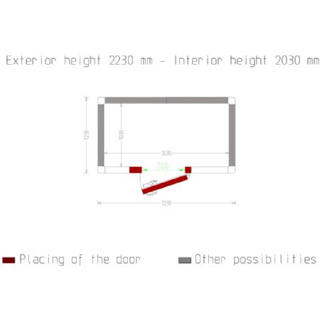 Chambre ISO 100 Dimensions internes 2030 x 1030 xh 2030 mm - volume 4,24 m