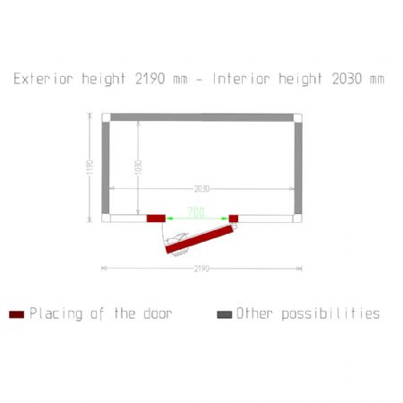 Chambre ISO 80 Dimensions internes 2030 x 1030 xh 2030 mm - volume 4,24 m