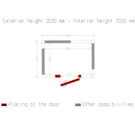 Chambre ISO 100 Dimensions internes 1830 x 1230 xh 2030 mm - volume 4,57 m