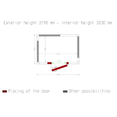 Chambre Froide sans groupe ISO 80, dimensions internes 1830x1230x2030 mm, volume 4,57 m³ - Diamond Promo - C48B/BF