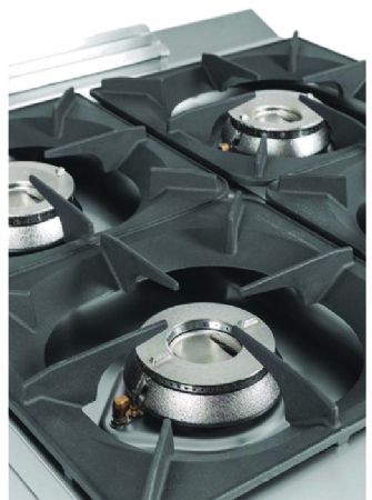 Fourneau de table professionnel à gaz avec 4 brûleurs 2x10,5 + 2x8,5 kW - 800x930x322 mm