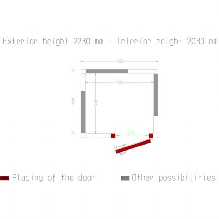 Chambre ISO 100 Dimensions internes 1630 x 1430 xh 2030 mm - volume 4,73 m