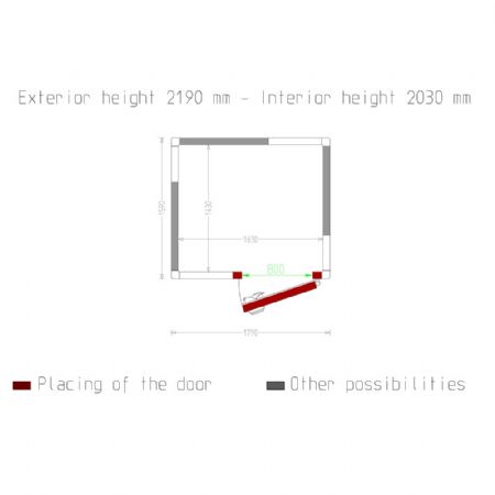 Chambre Froide sans groupe ISO 80, dimensions internes 1630x1430x2030 mm, volume 4,73 m³, isolation 80 mm - Diamond Promo - C50A/BF
