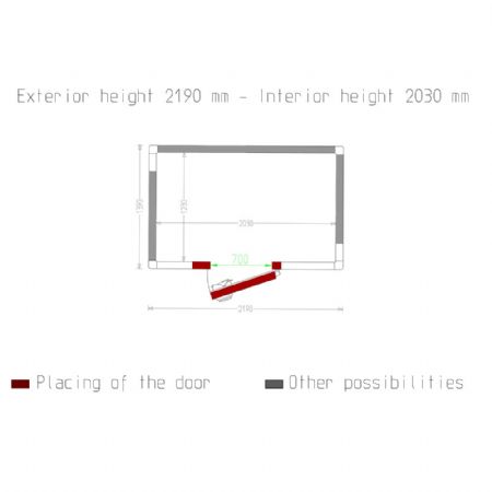 Chambre Froide sans groupe ISO 80, dimensions internes 2030x1230x2030 mm, volume 5,07 m³ - Diamond Promo - C55B/BF