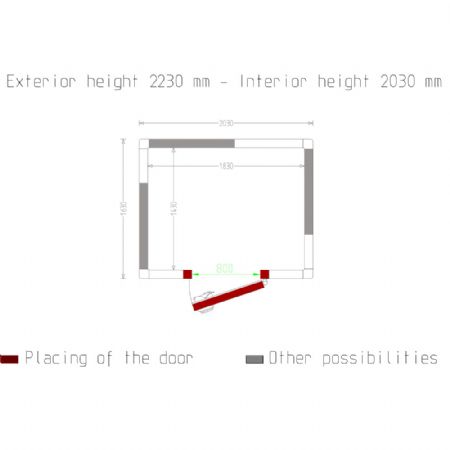 Chambre ISO 100 Dimensions internes 1830 x 1430 xh 2030 mm - volume 5,31 m