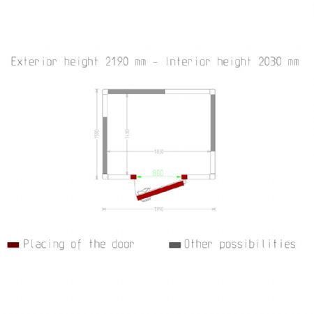 Chambre ISO 80 Dimensions internes 1830 x 1430 xh 2030 mm - volume 5,31 m