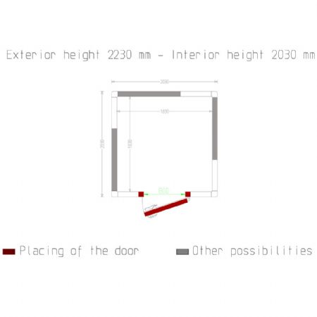 Chambre ISO 100 Dimensions internes 1830 x 1830 xh 2030 mm - volume 6,8 m