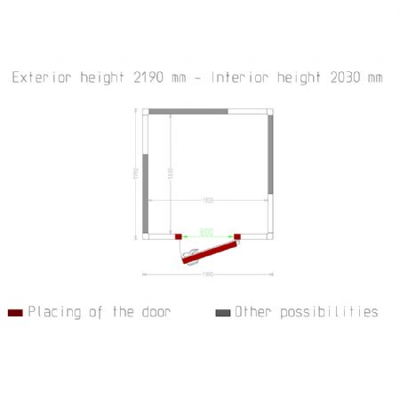 Chambre ISO 80 Dimensions internes 1830 x 1830 xh 2030 mm - volume 6,8 m