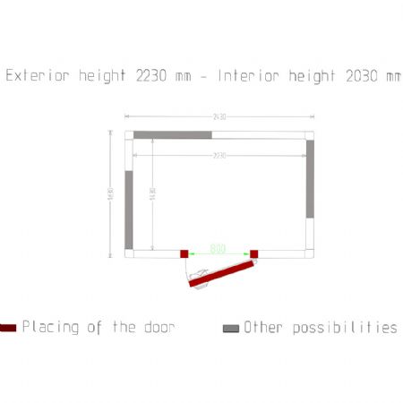 Chambre ISO 100 Dimensions internes 2230 x 1430 xh 2030 mm - volume 6,47 m