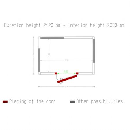 Chambre ISO 80 Dimensions internes 2230 x 1430 xh 2030 mm - volume 6,47 m