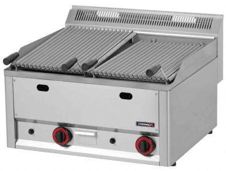 Grill pierre de lave profondeur 600 double 66 Gaz - Casselin - C6CGPLD66