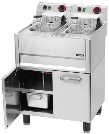Friteuse cuisine pro profondeur 600 électrique 2 x 8 litres soubassement 66 Triphasé - Casselin - C6FE8266S