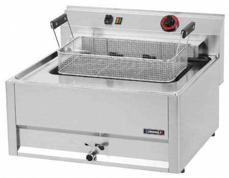 Friteuse cuisine pro profondeur 600 électrique à poser vanne de vidange 16 litres 66 Triphasé 9 kW - Casselin - C6FEV1666