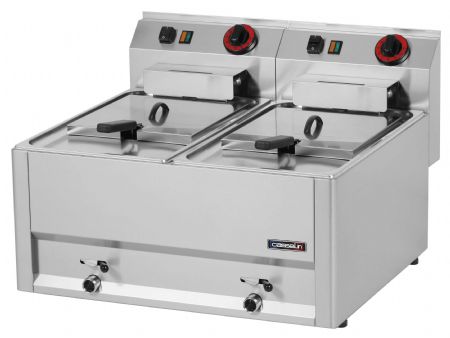 Friteuse cuisine pro profondeur 600 électrique avec vanne de vidange 2x8 litres 66 - Casselin - C6FEV8266