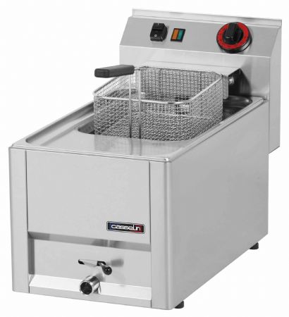 Friteuse cuisine pro profondeur 600 électrique à poser vanne de vidange 8 litres T 33 Triphasé - Casselin - C6FEV8T33