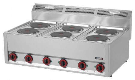 Fourneau profondeur 600 électrique à poser 6 feux T 99 Triphasé - Casselin - C6FOE6FT99