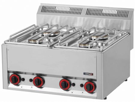 Fourneau profondeur 600 gaz à poser 4 feux P 66 2 x 3 000 W + 2 x 3 600 W - Casselin - C6FOG4FP66