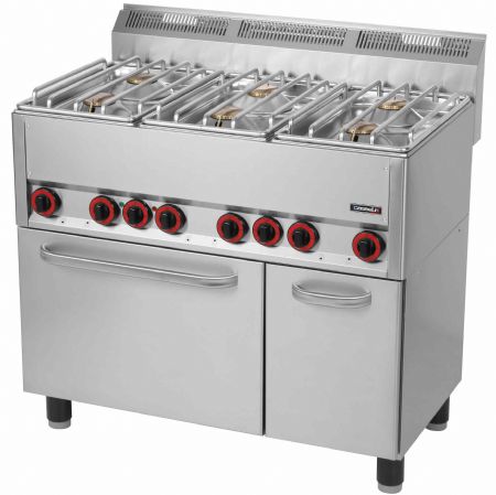 Fourneau profondeur 600 gaz 6 feux avec four électrique ventilé GN 1/1 99 - Casselin - C6FOG6FFEV99