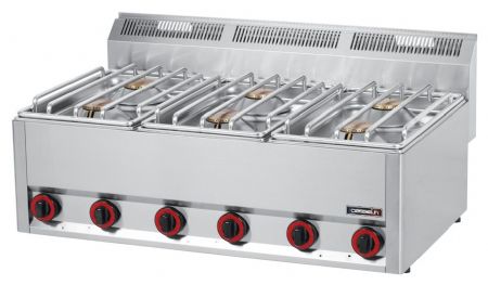 Fourneau profondeur 600 gaz à poser 6 feux L 99 6 x 4 500 W - Casselin - C6FOG6FL99