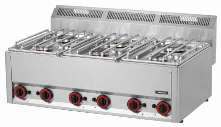 Fourneau profondeur 600 gaz à poser 6 feux 3 x 3 000 W + 3 x 3 600 W gaz P 99 - Casselin - C6FOG6FP99