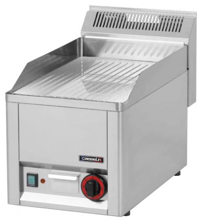 Plaque à snacker pro profondeur 600 Chrome Rainurée 33 Monophasé - Casselin - C6PASCR33