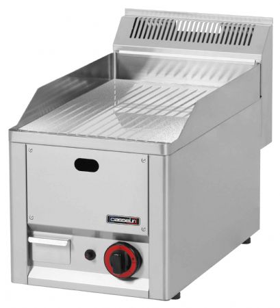 Plaque à snacker pro profondeur 600 Chrome Rainurée 33 Gaz 4 kW - Casselin - C6PASCRG33