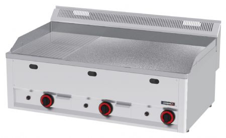 Plaque à snacker pro profondeur 600 Chrome Rainurée Texturée 99 Gaz 12 kW - Casselin - C6PASCRTG99