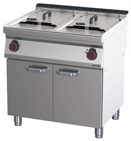 Friteuse cuisine pro profondeur 700 électrique avec soubassement 2x17 litres 80 - Casselin - C7FE17280S