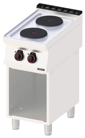 Fourneau profondeur 700 électrique 2 feux avec soubassement 40 Triphasé - Casselin - C7FOE2F40S
